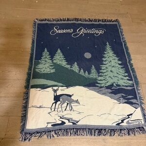 Season's Greetings Holiday Throw Blanket or tapestry